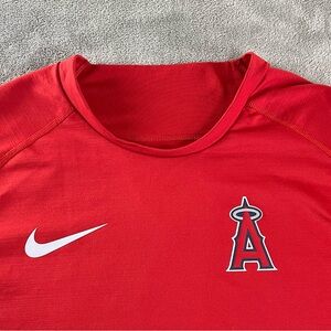 California Angels LA MLB Baseball Nike Dri-Fit Red Long Sleeve T-Shirt Men's XXL